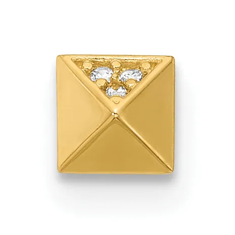 14k Yellow Gold  22 Gauge Polished CZ Nose Stud