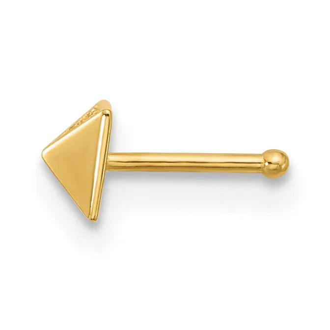 14k Yellow Gold  22 Gauge Polished CZ Nose Stud