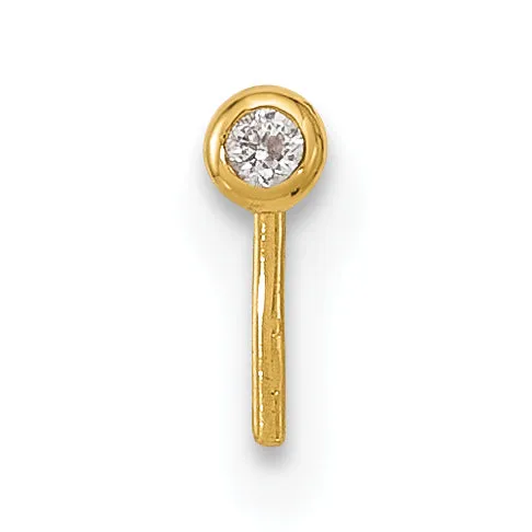 14k Yellow Gold  23 Gauge 2.2mm CZ Nose Stud