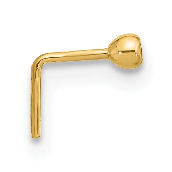 14k Yellow Gold  23 Gauge 2.2mm CZ Nose Stud