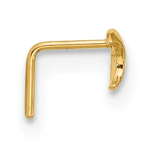 14k Yellow Gold  23 Gauge CZ Moon Nose Stud