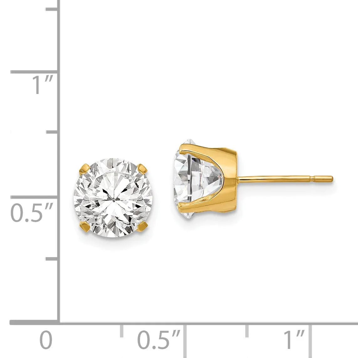 14k Yellow Gold Cubic Zirconia Stud Earrings