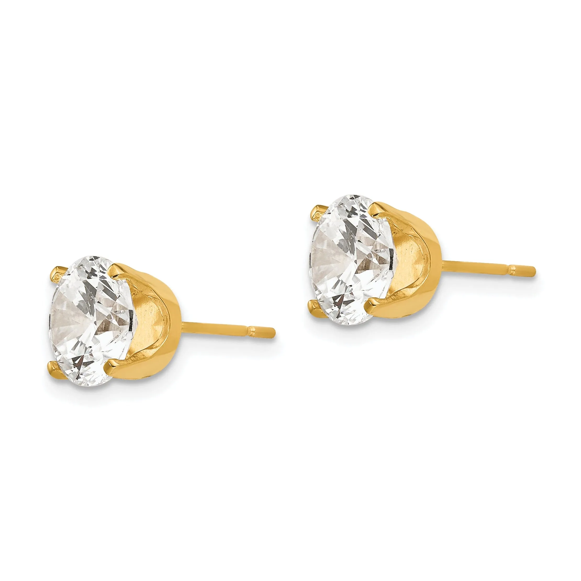 14k Yellow Gold Cubic Zirconia Stud Earrings