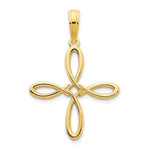 14k Yellow Gold Fancy Cross Trinity Design Charm Pendant