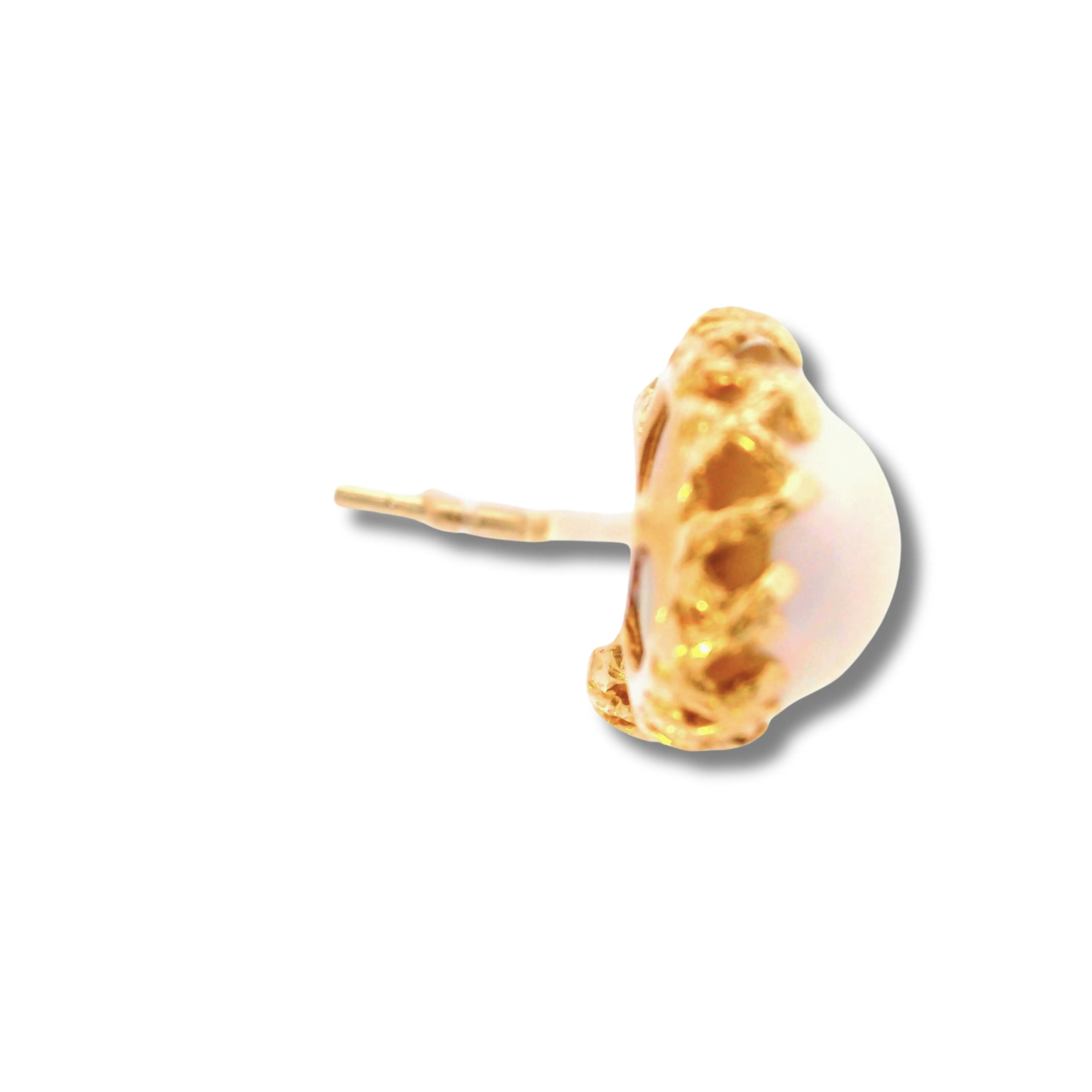 14K Yellow Gold Pearl Stud Earrings