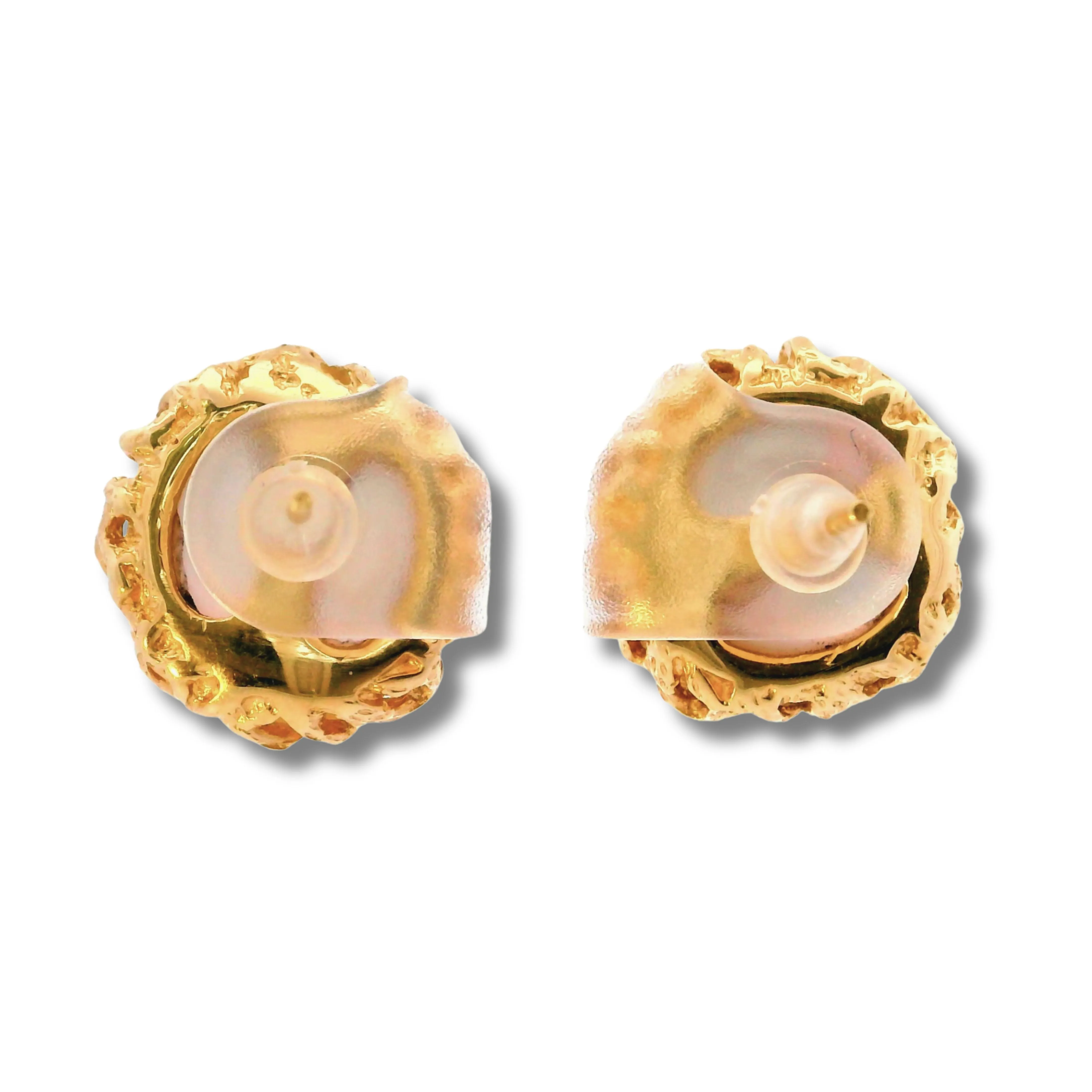 14K Yellow Gold Pearl Stud Earrings