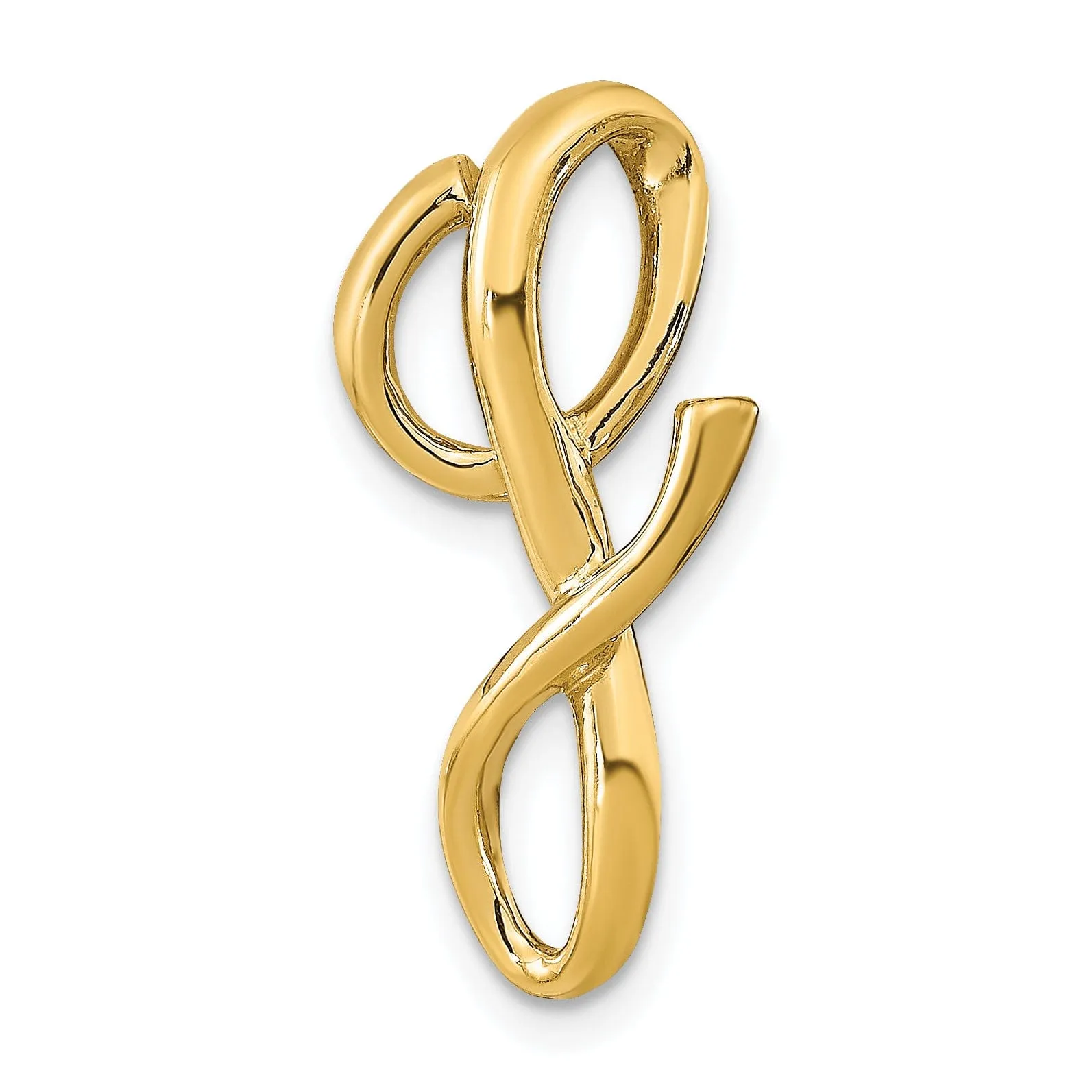 14k Yellow Gold Script Design Large Letter G Initial Slide Pendant