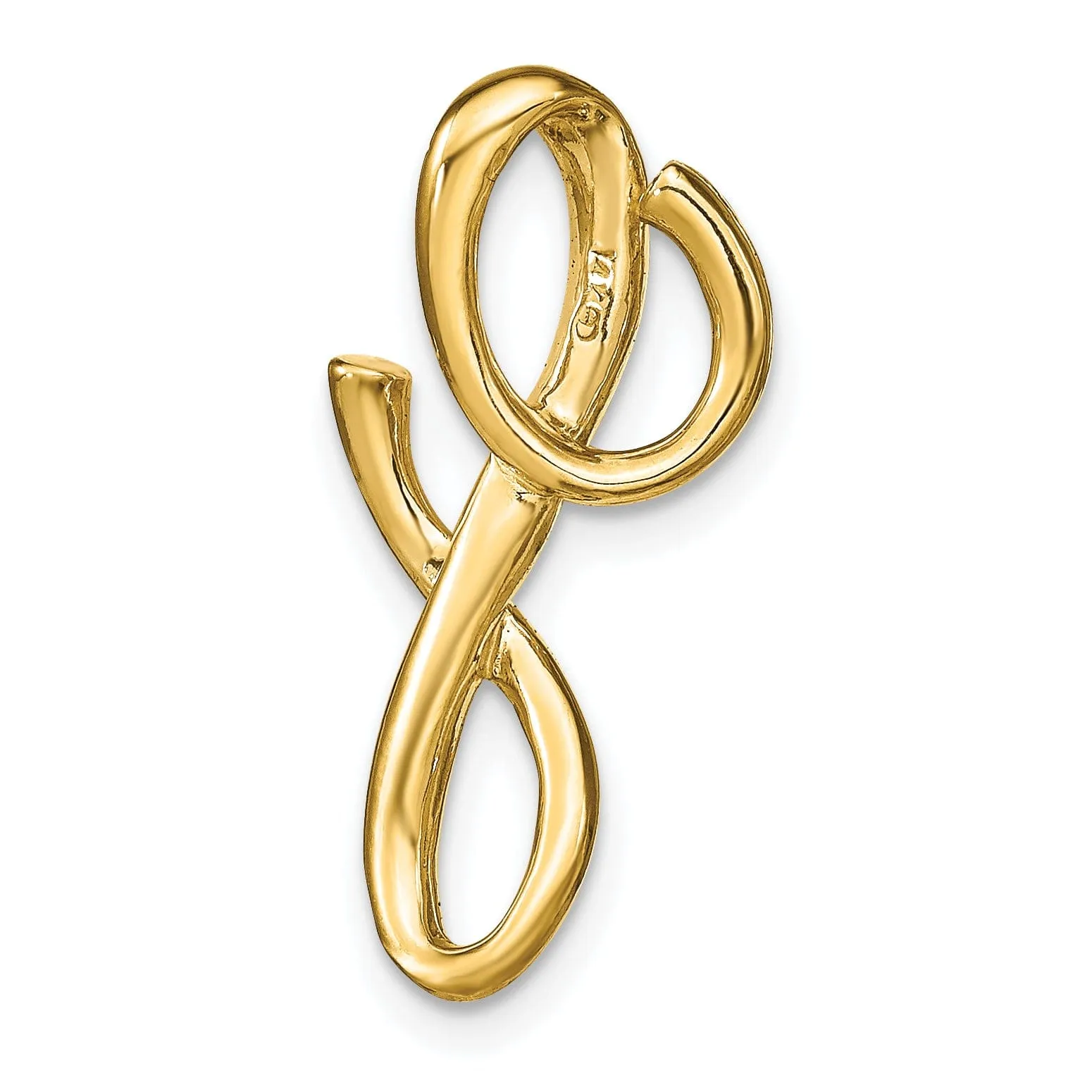 14k Yellow Gold Script Design Large Letter G Initial Slide Pendant