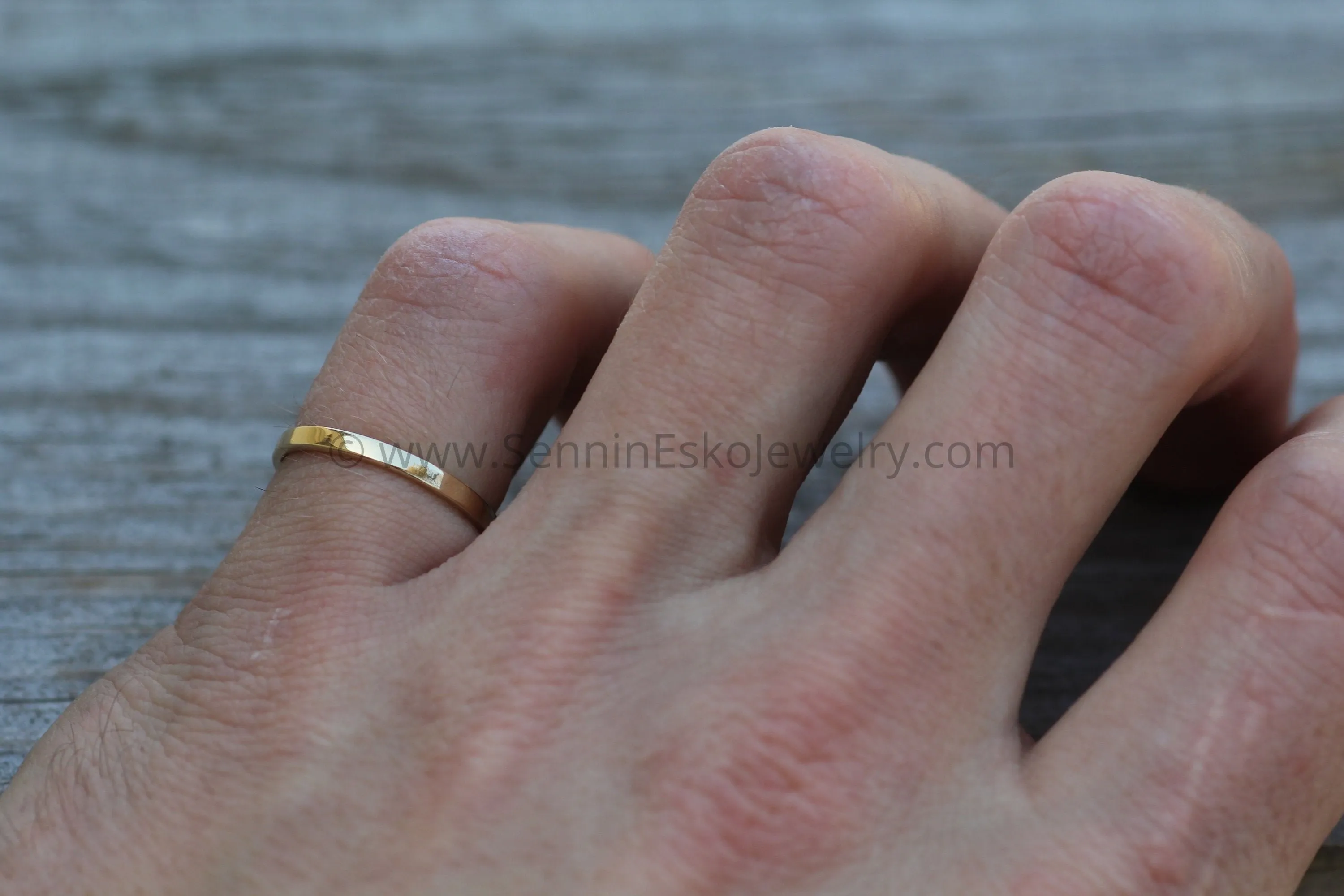 14kt Rose Gold 2x1.2mm Flat Band - Glossy Finish