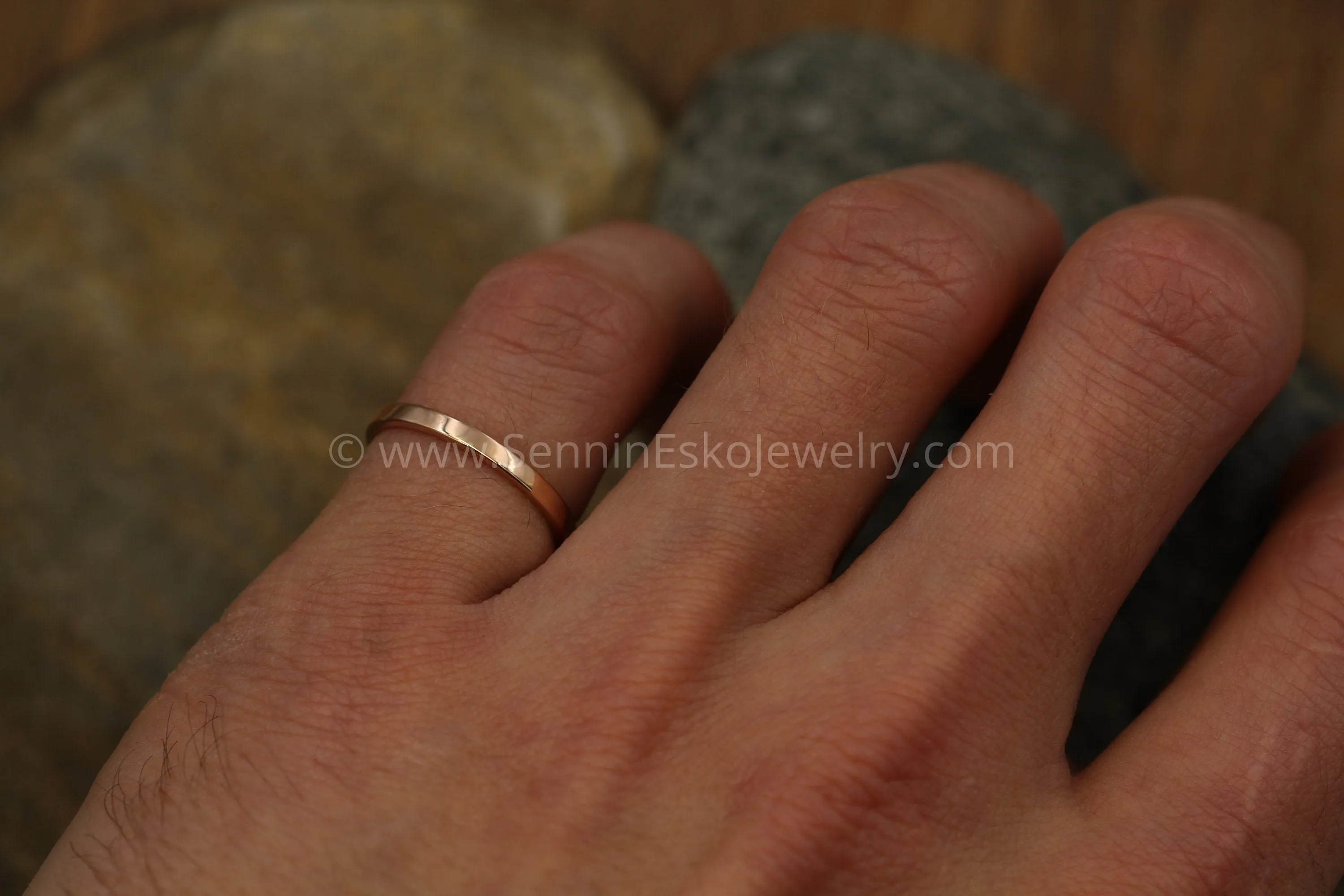 14kt Rose Gold 2x1.2mm Flat Band - Glossy Finish