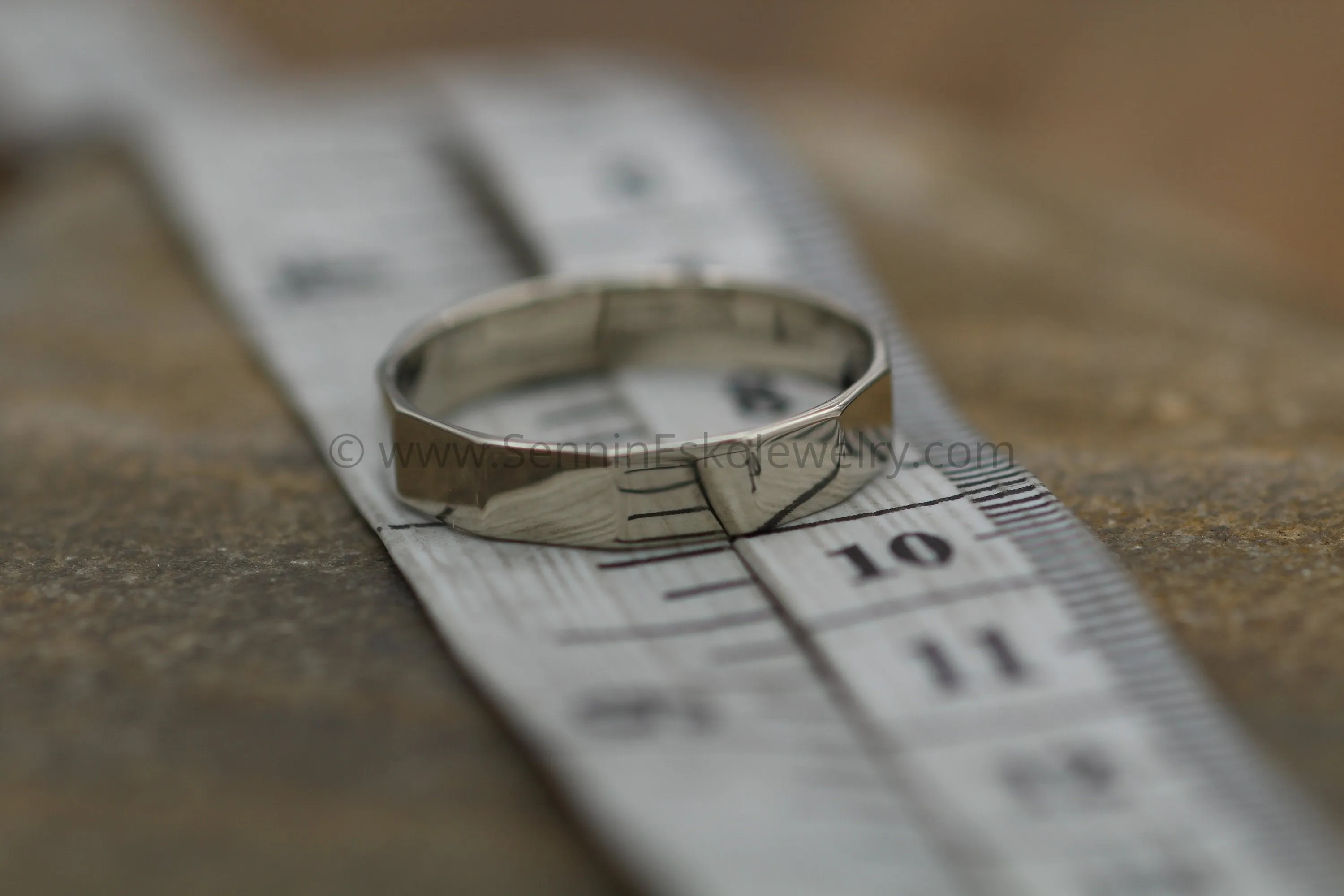 14kt White Gold 4x1mm Faceted Band - Glossy Finish