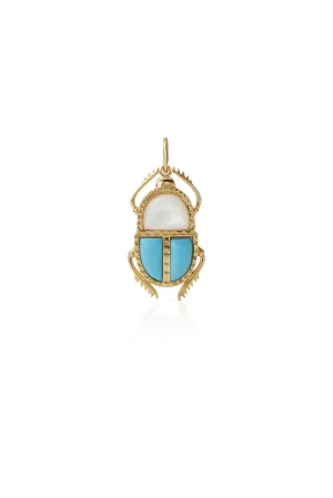 14KY Scarab Charm With Turquoise Enamel