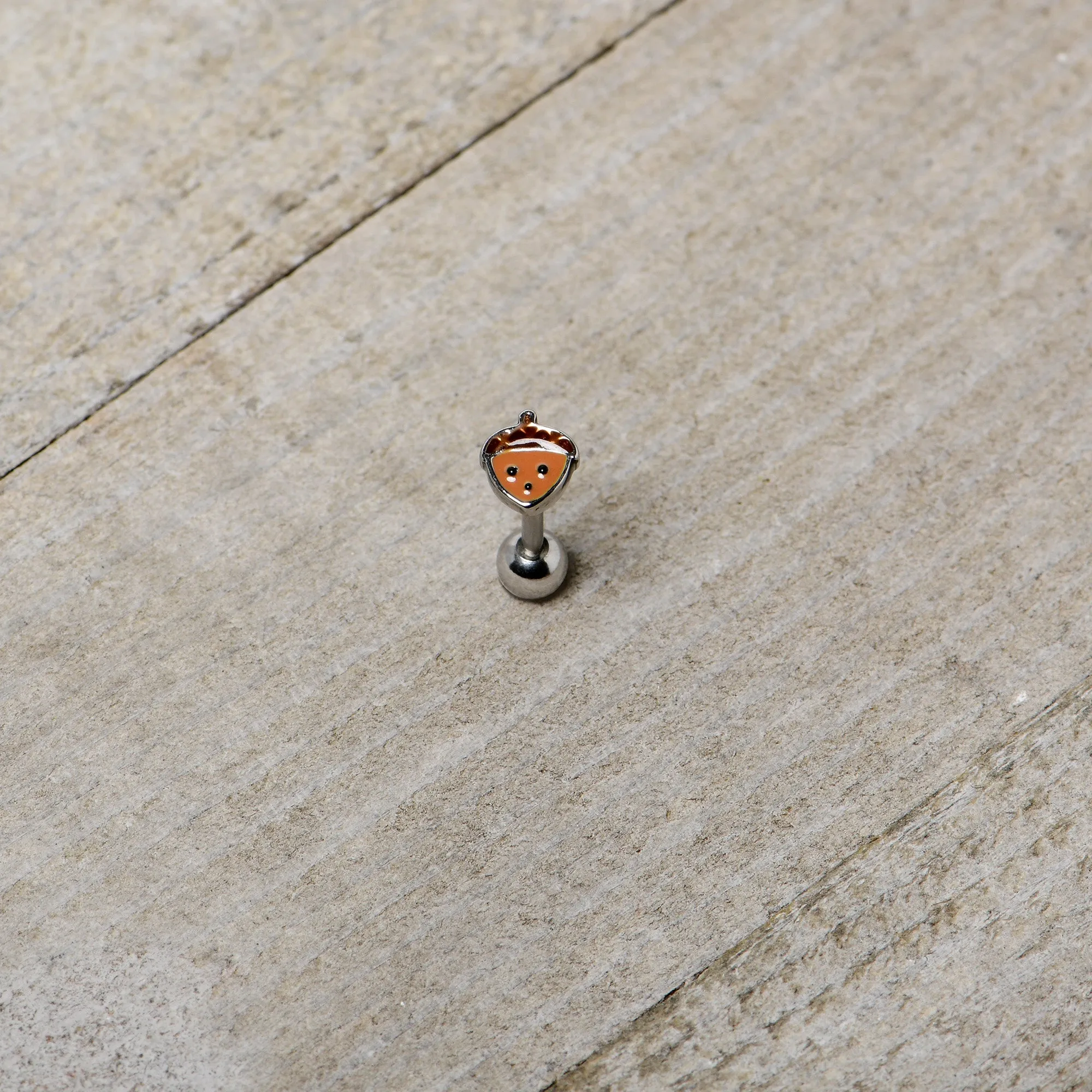 16 Gauge 5/16 Acorn Face Brown Autumn Cartilage Tragus Earring