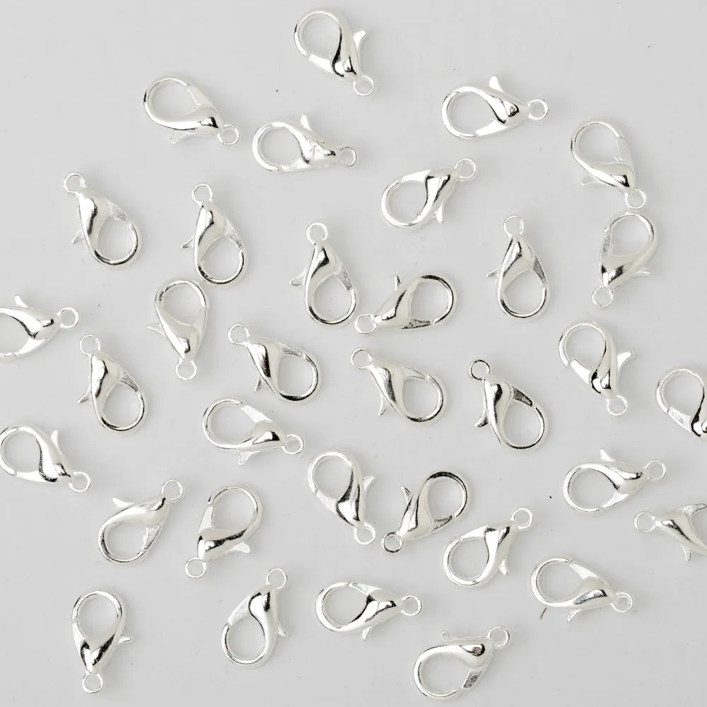 16mm Alloy Lobster Clasps Fastener Hooks Jewellery-making,silver 50pcs