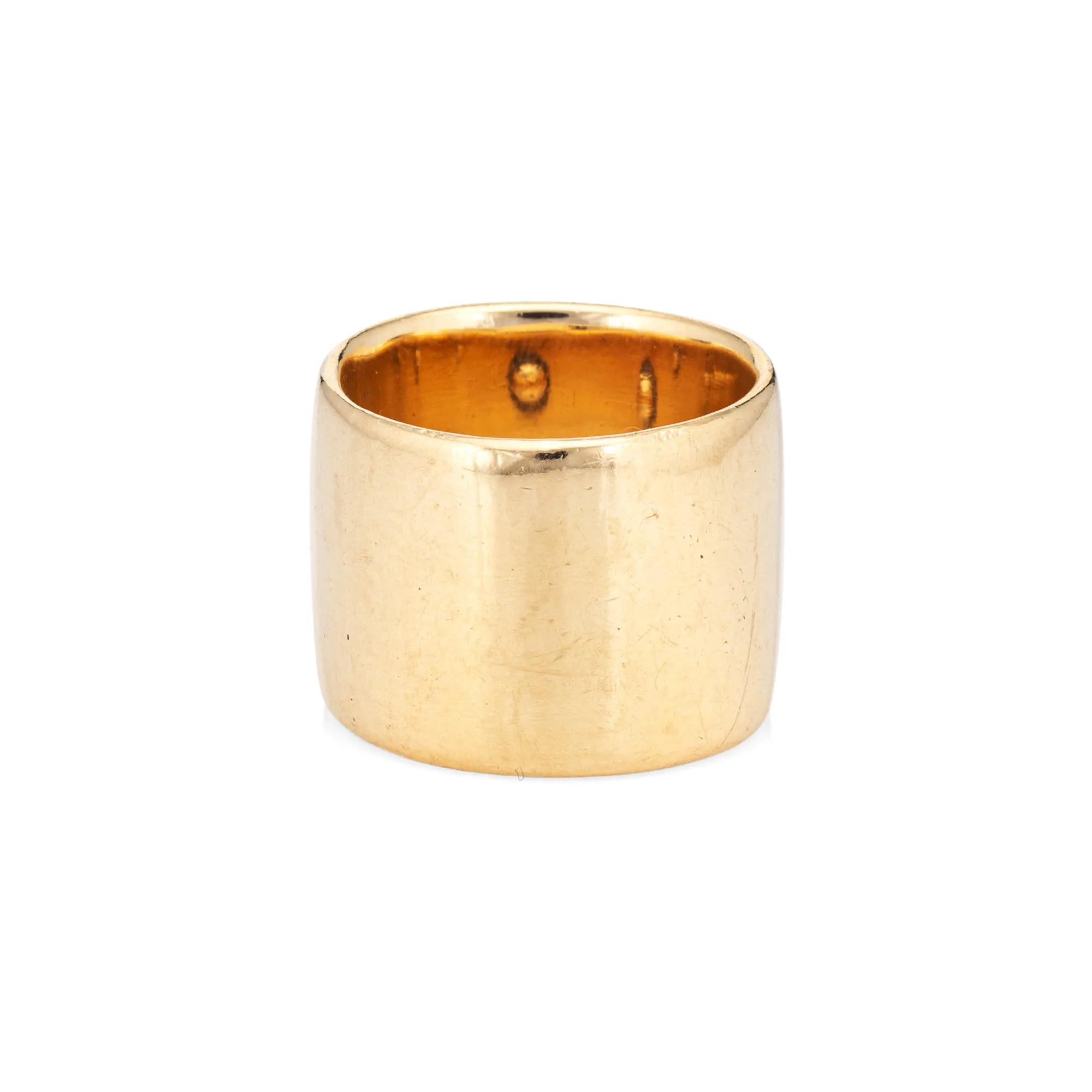 16mm Wide Band Cigar Ring Sz 5.75 14k Yellow Gold Vintage Fine Jewelry Wedding