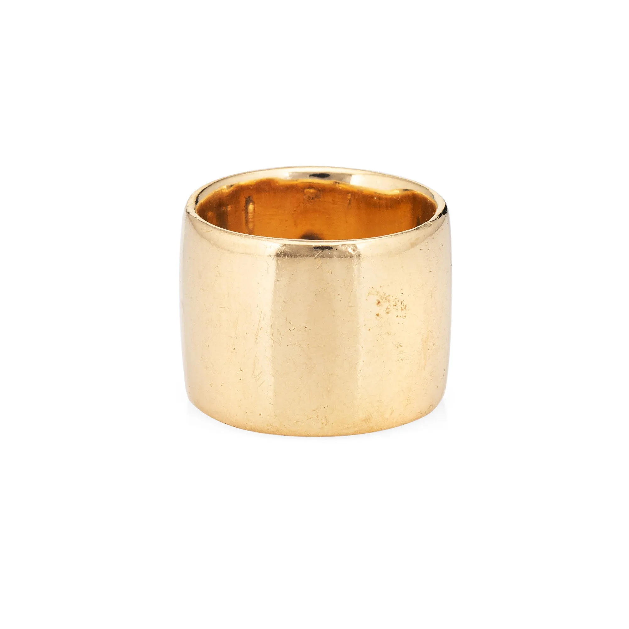 16mm Wide Band Cigar Ring Sz 5.75 14k Yellow Gold Vintage Fine Jewelry Wedding