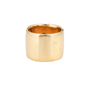 16mm Wide Band Cigar Ring Sz 5.75 14k Yellow Gold Vintage Fine Jewelry Wedding