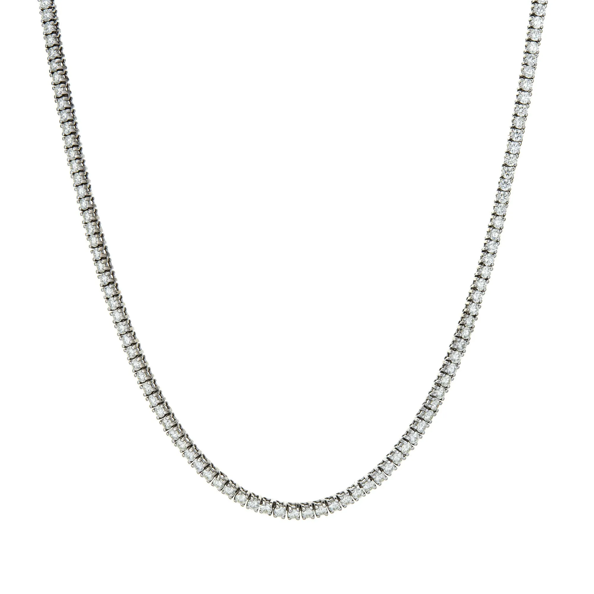 18.50ct Diamond Riviera Necklace Estate 14k White Gold 21.5" Tennis Line Chain