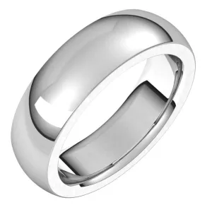 18K White Gold 6 mm Half Round Comfort Fit Heavy Wedding Band