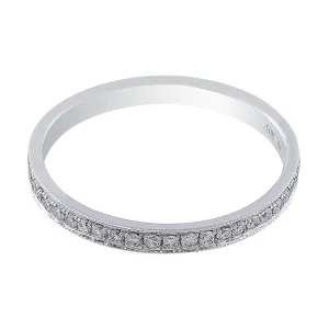 18k White Gold Single Row Diamond Wedding Band
