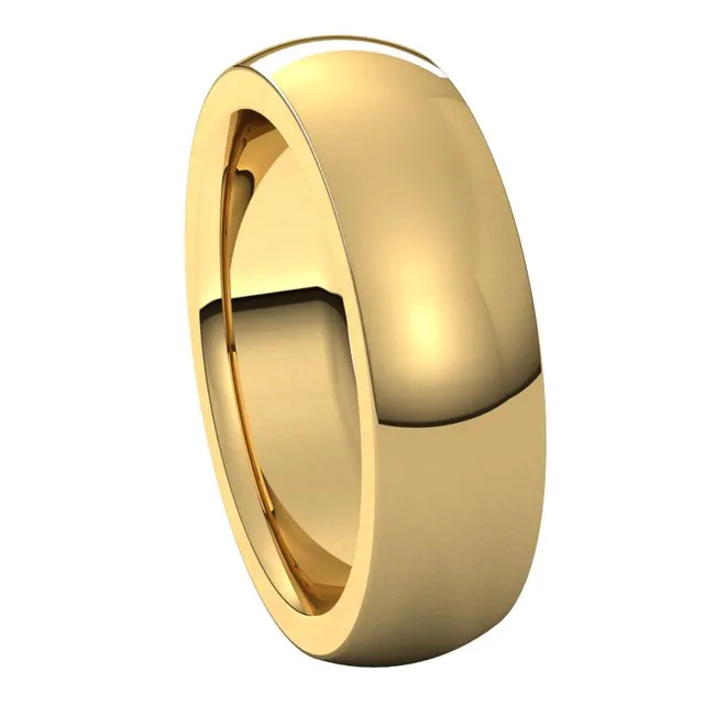 18K Yellow Gold 6 mm Half Round Comfort Fit Heavy Wedding Band