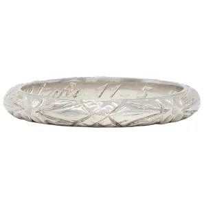 1949 Platinum Orange Blossom Floral Vintage Wedding Band Ring