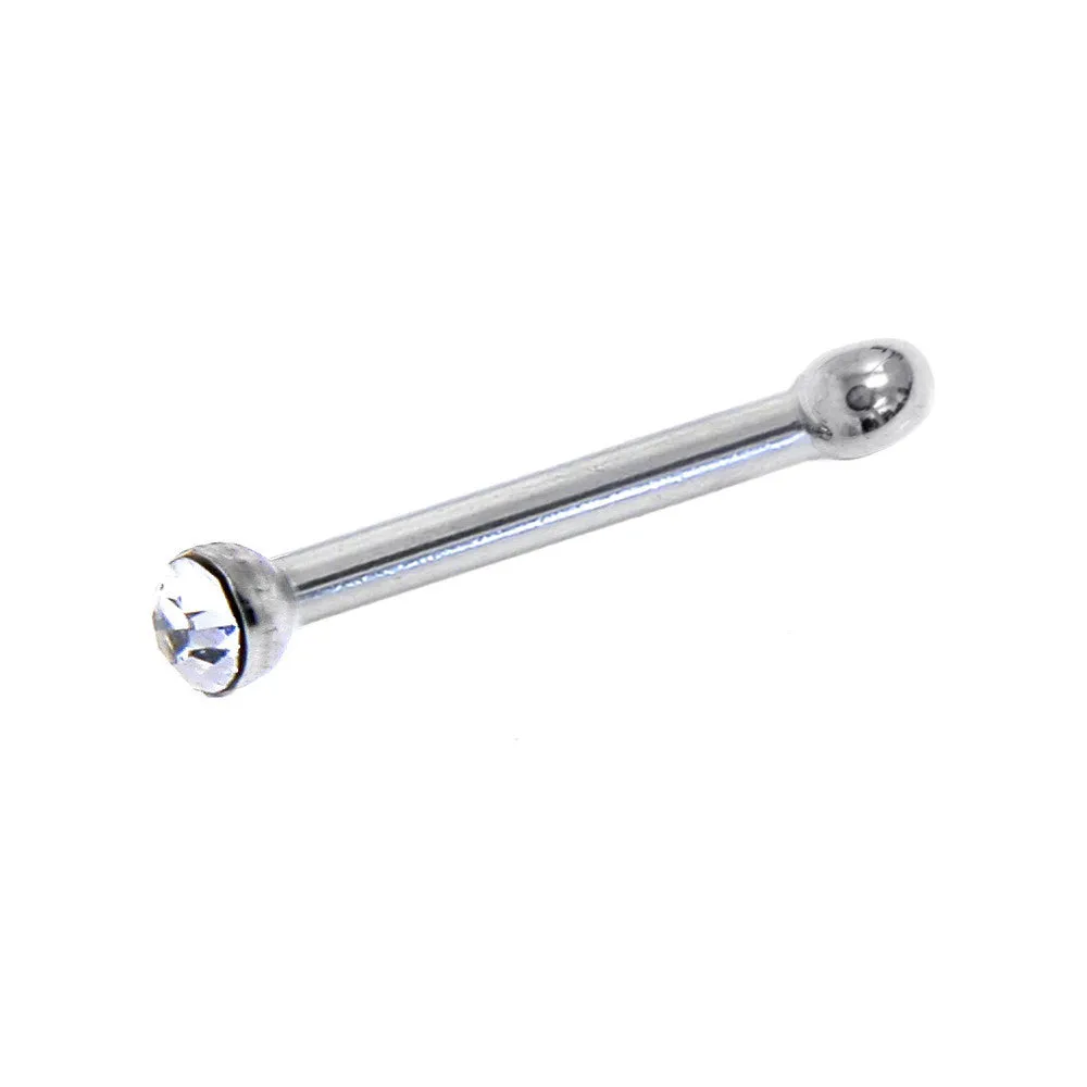 20 Gauge Stainless Steel Crystalline Gem Micro Nose Bone