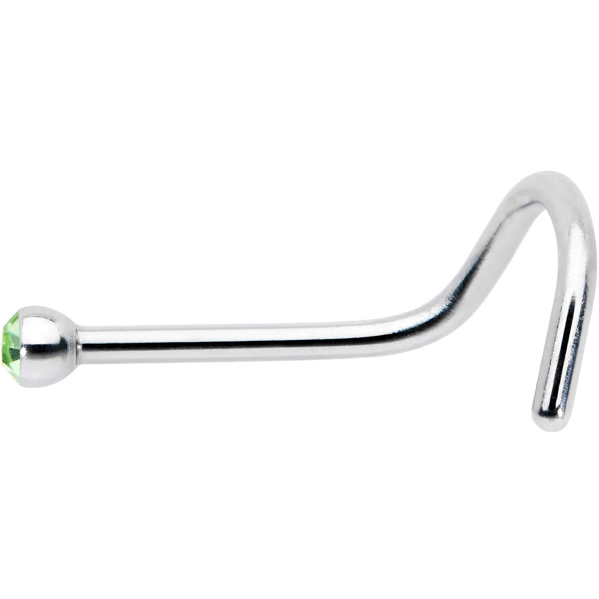 20 Gauge Stainless Steel Green Gem Micro Nose Ring Twister