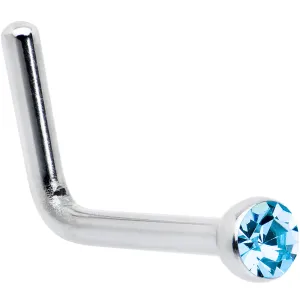 20 Gauge Stainless Steel Light Blue Gem Micro Nose Ring L-Shaped