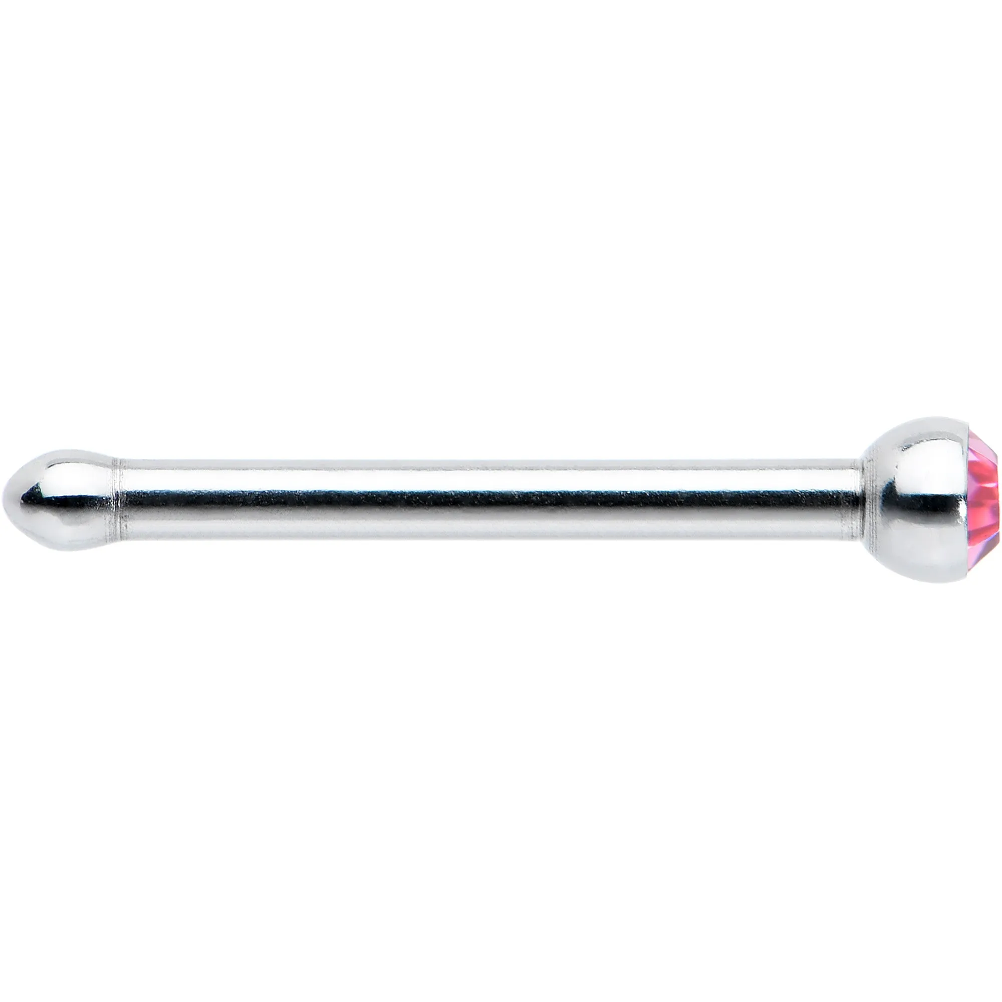 20 Gauge Stainless Steel Pink Gem Micro Nose Bone