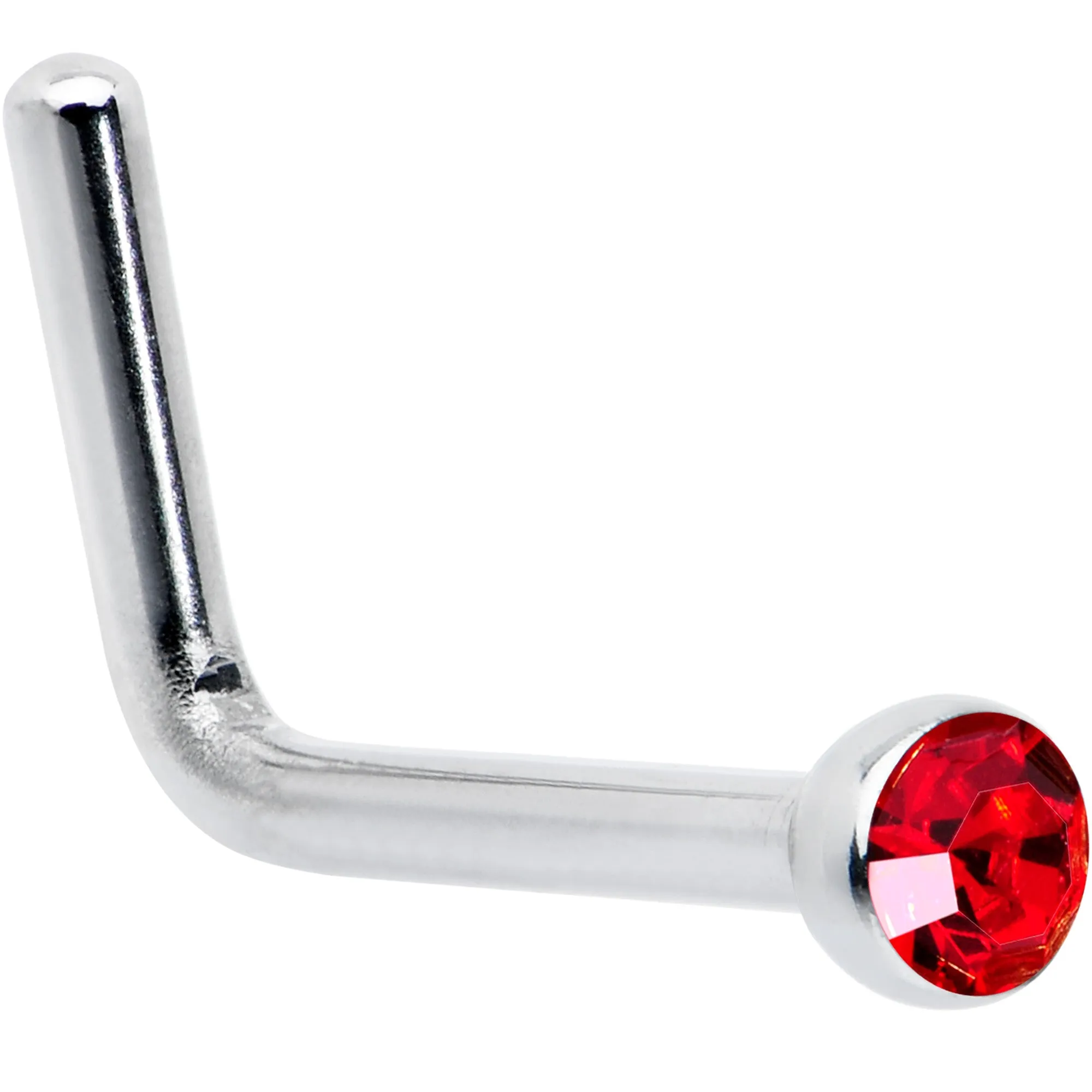 20 Gauge Stainless Steel Ruby Red Gem Micro Nose Ring L-Shaped