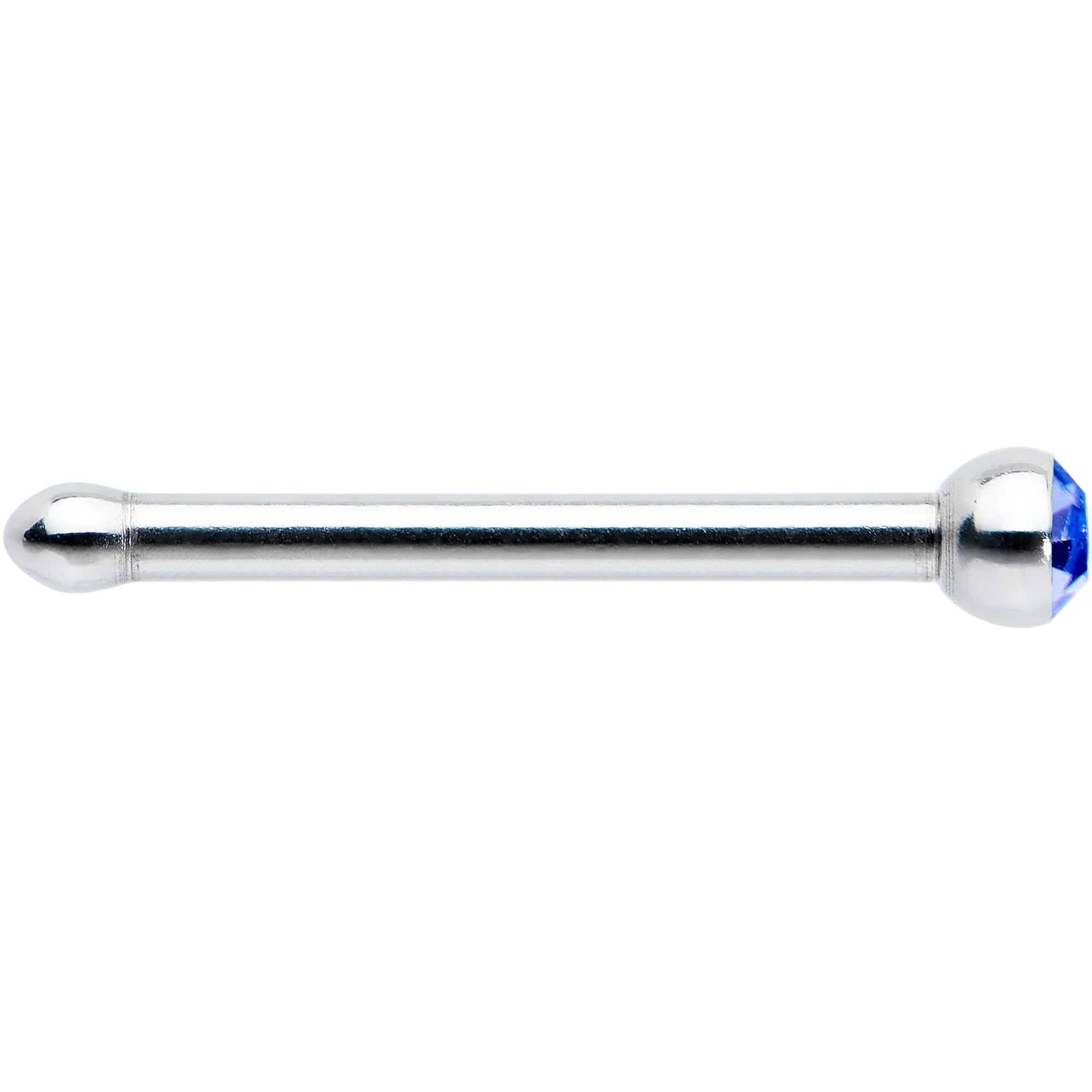 20 Gauge Stainless Steel Sapphire Blue Gem Micro Nose Bone