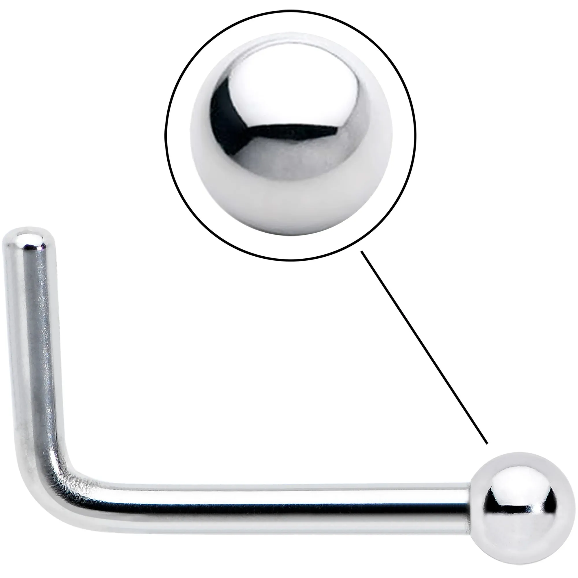 20 Gauge Stainless Steel Stainless Steel Micro Ball Nose Ring L-Shaped
