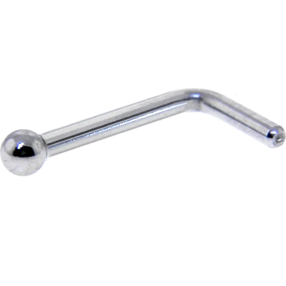 20 Gauge Stainless Steel Stainless Steel Micro Ball Nose Ring L-Shaped