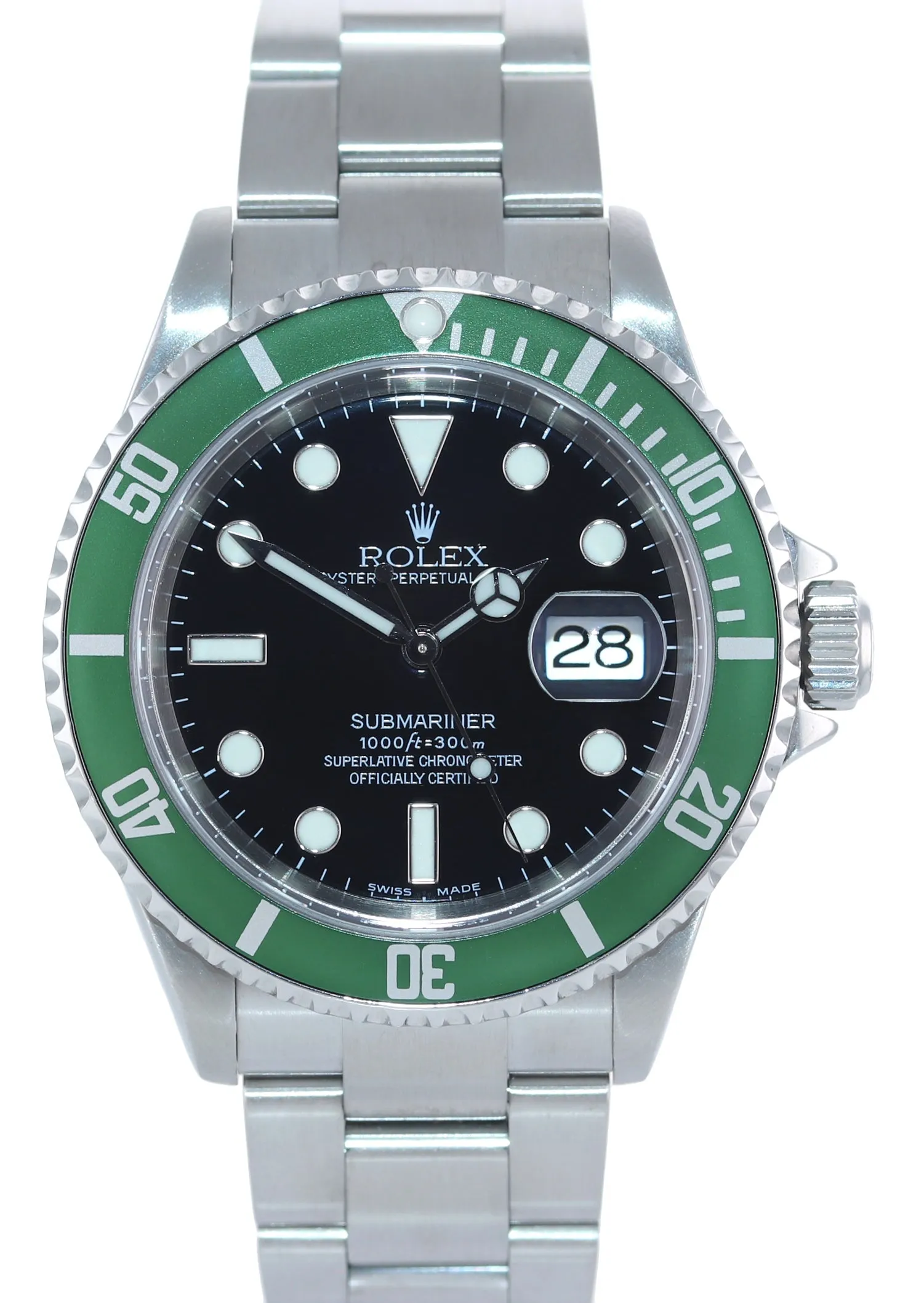 2003 FLAT 4 ERA Rolex Submariner F Serial Kermit Green Submariner 16610LV Watch