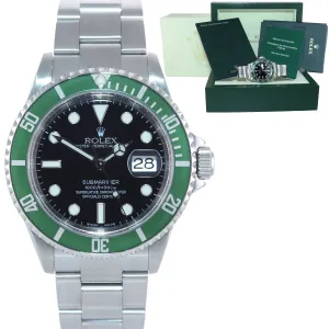 2003 FLAT 4 ERA Rolex Submariner F Serial Kermit Green Submariner 16610LV Watch