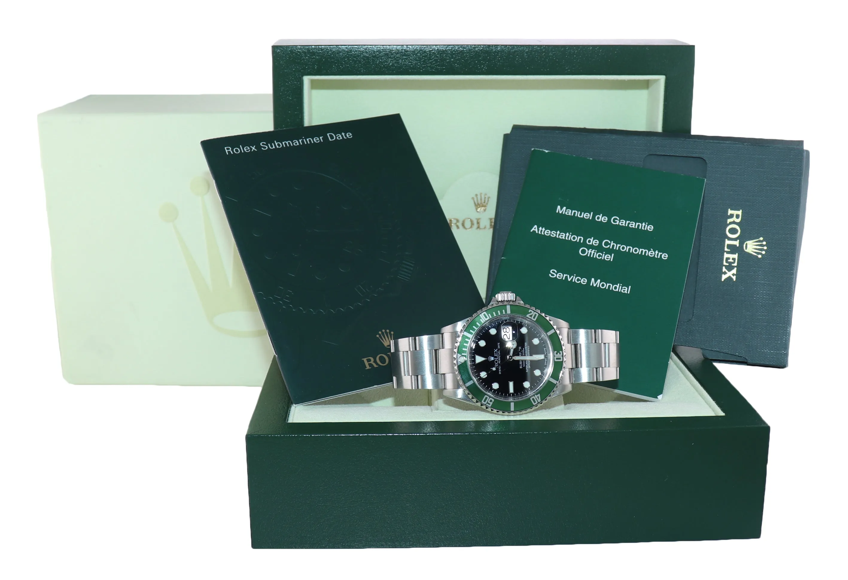 2003 FLAT 4 ERA Rolex Submariner F Serial Kermit Green Submariner 16610LV Watch