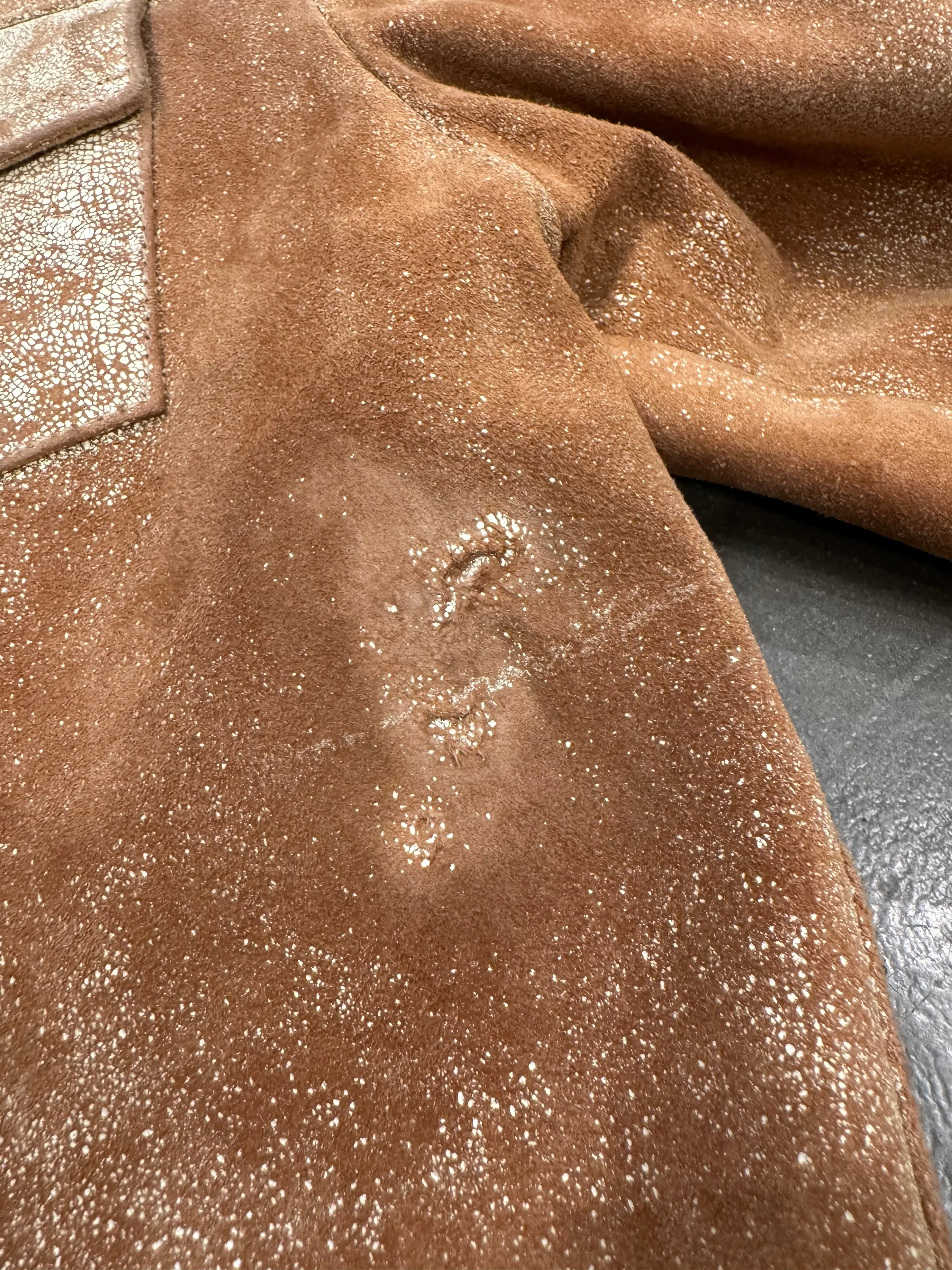 2004 Versace distressed rust cracked leather jacket