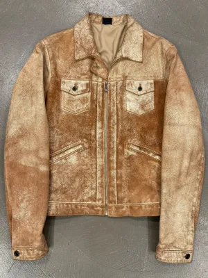 2004 Versace distressed rust cracked leather jacket