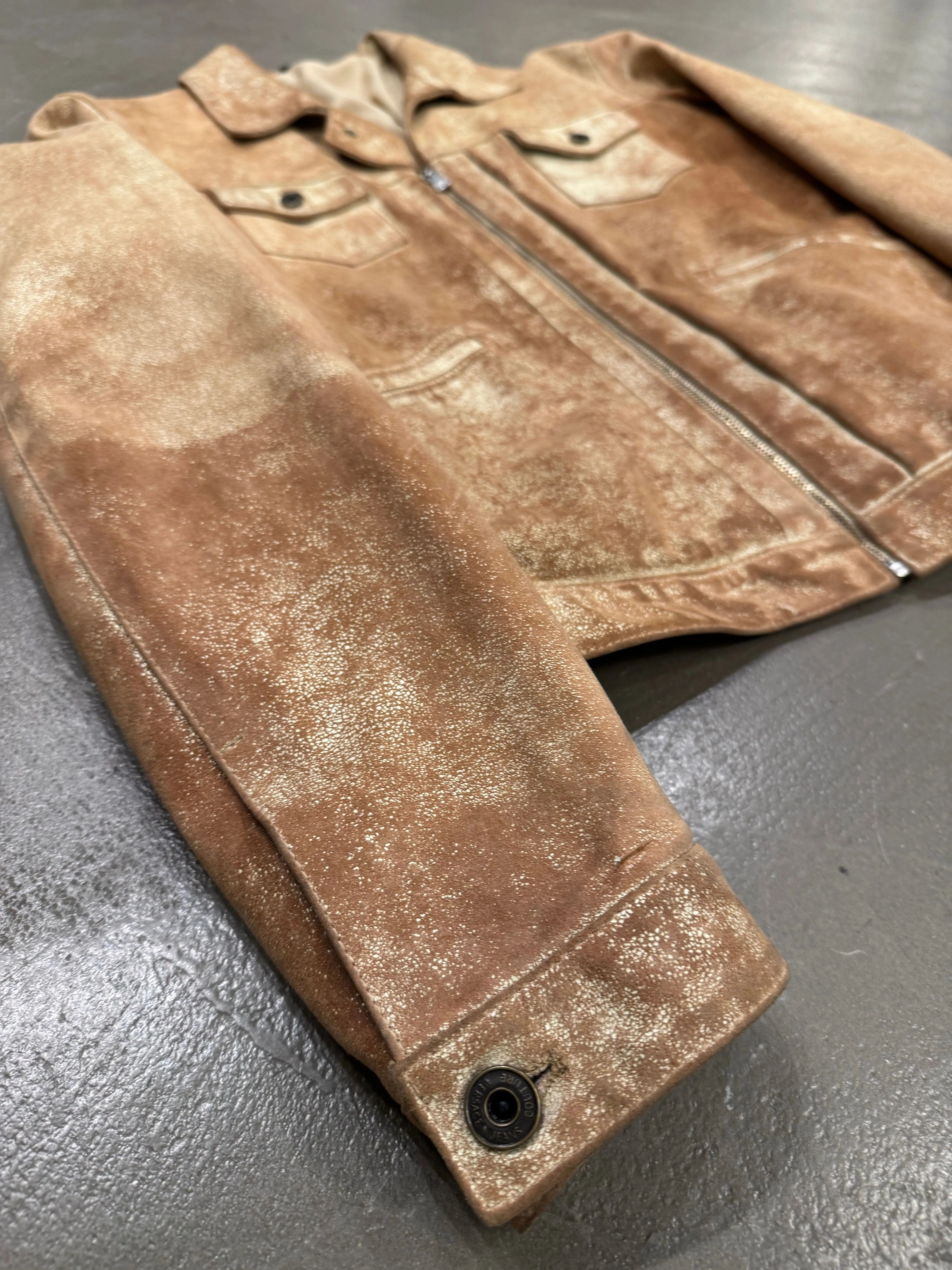 2004 Versace distressed rust cracked leather jacket