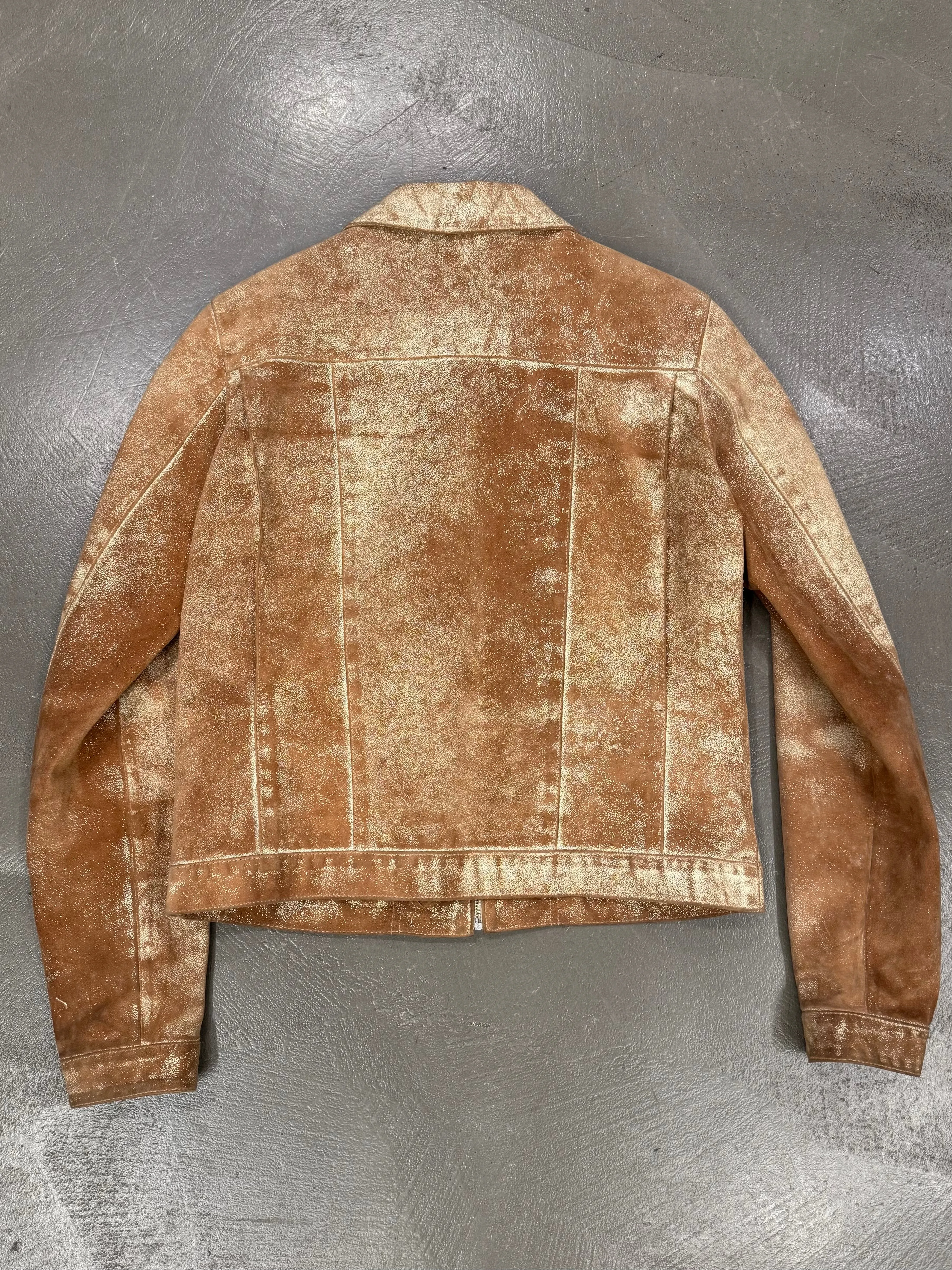 2004 Versace distressed rust cracked leather jacket