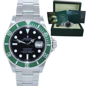 2007 MINT Rolex Submariner 16610 Kermit Green Submariner 40mm 16610LV Watch Box