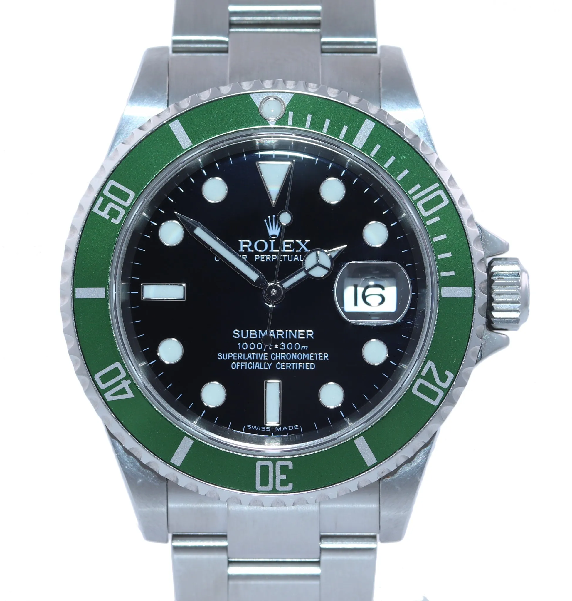 2007 UNPOLISHED Rolex Submariner Green Bezel Maxi Dial Kermit 16610LV Watch Box