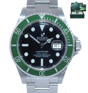 2007 UNPOLISHED Rolex Submariner Green Bezel Maxi Dial Kermit 16610LV Watch Box