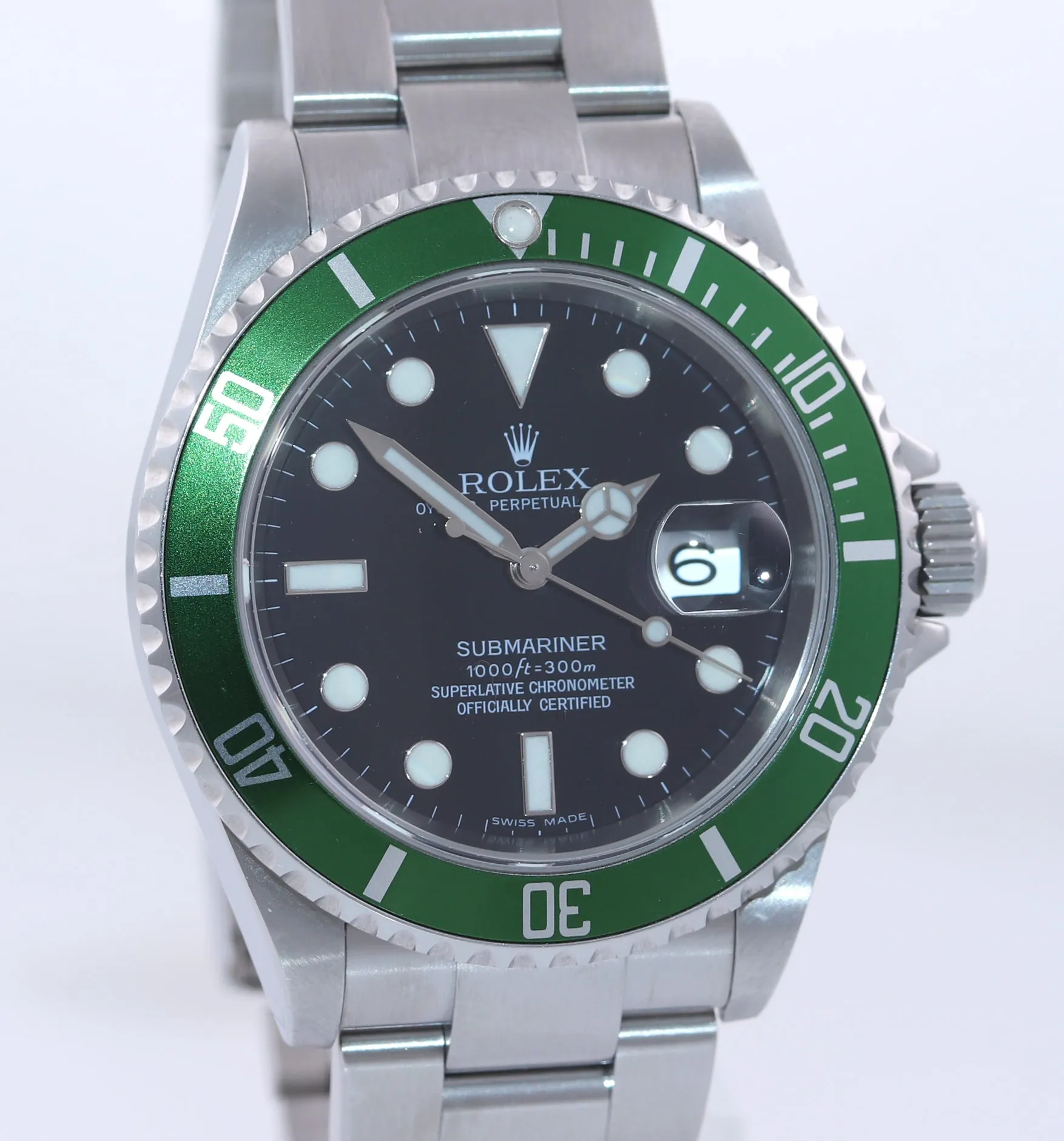 2007 UNPOLISHED Rolex Submariner Green Bezel Maxi Dial Kermit 16610LV Watch Box