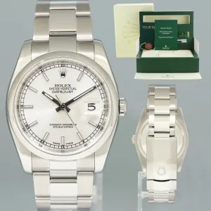 2010 PAPERS MINT Rolex DateJust 36 116200 Silver Stick Oyster Steel 36mm Watch Box