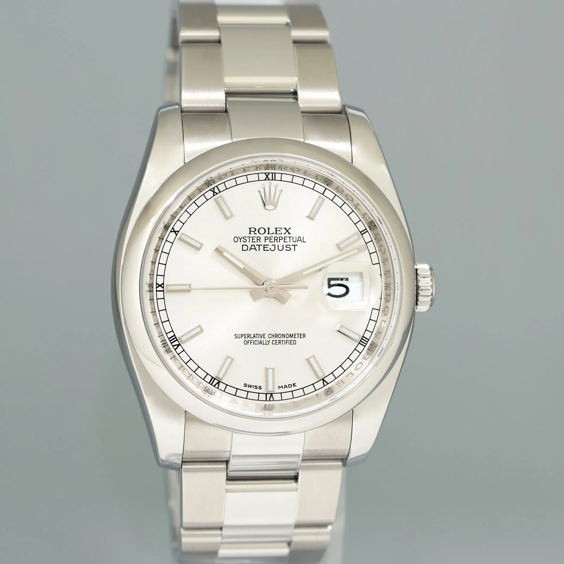2010 PAPERS MINT Rolex DateJust 36 116200 Silver Stick Oyster Steel 36mm Watch Box