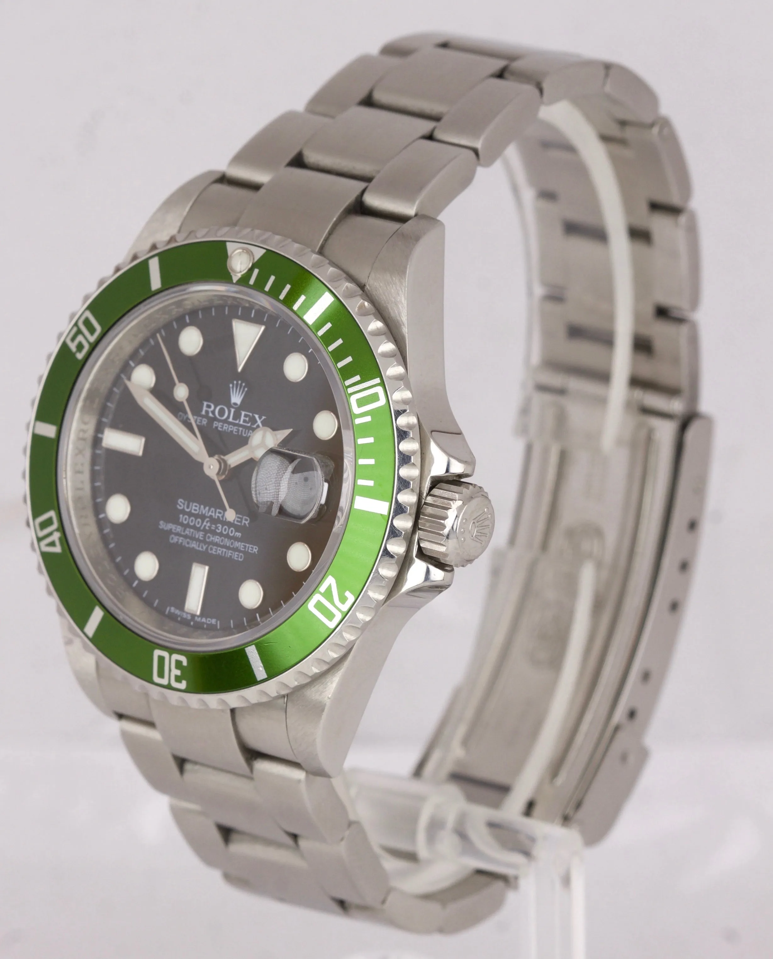 2010 UNPOLISHED REHAUT Rolex Submariner Kermit Green M 50th Anniversary 16610 LV