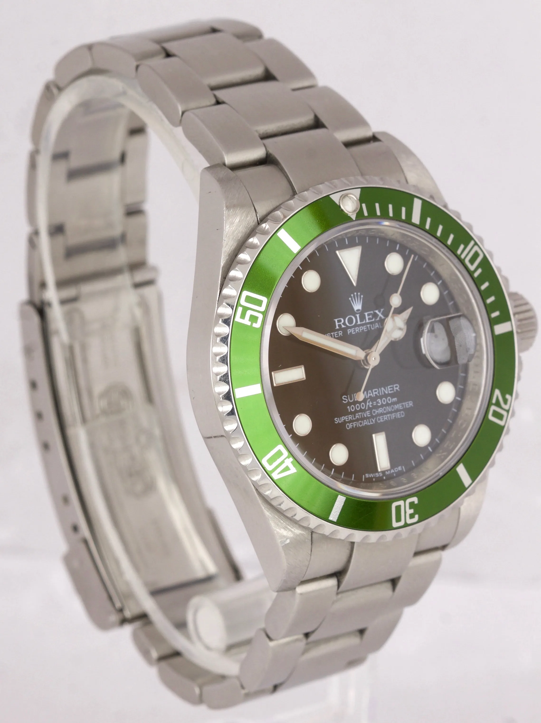 2010 UNPOLISHED REHAUT Rolex Submariner Kermit Green M 50th Anniversary 16610 LV