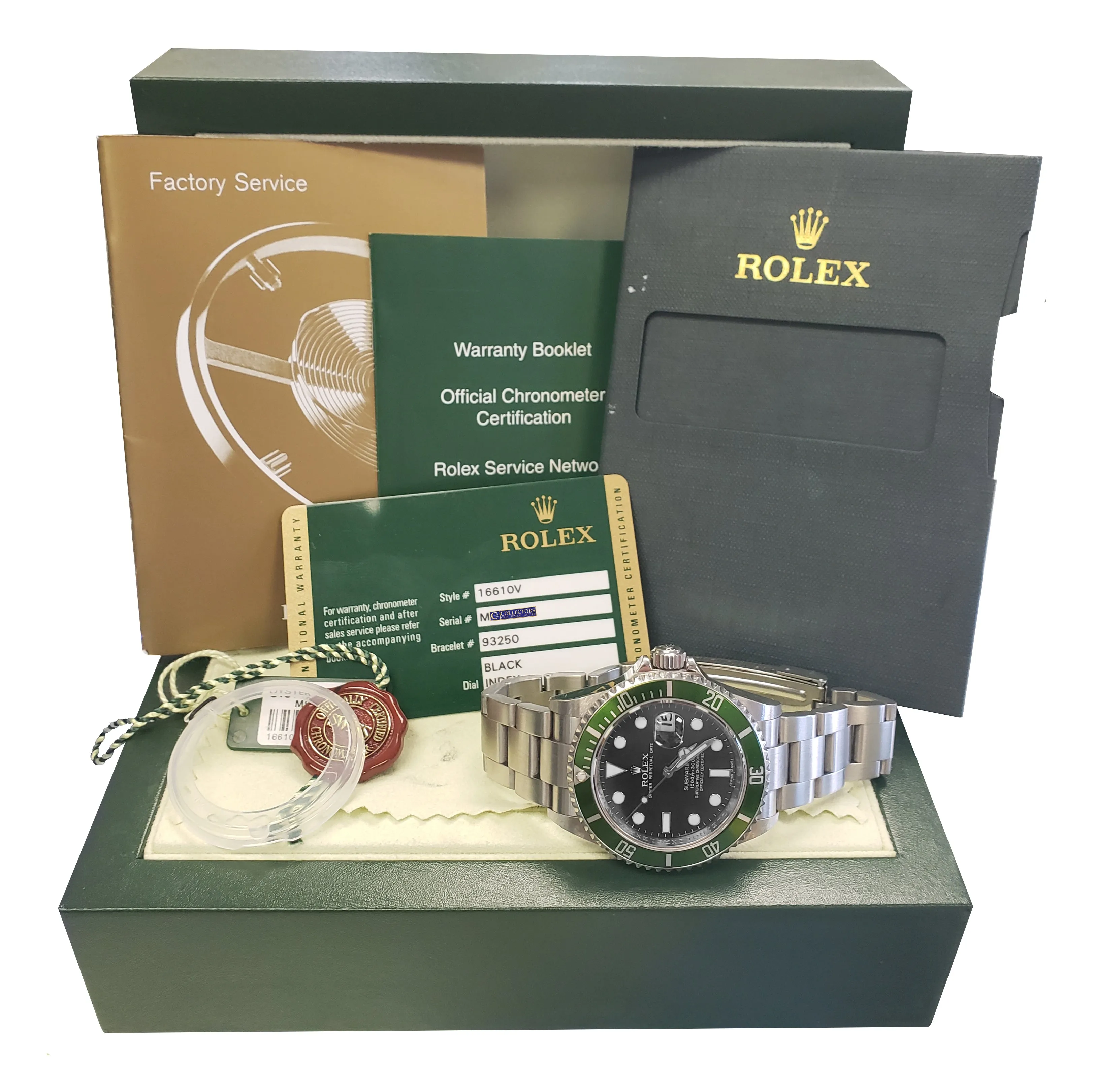 2010 UNPOLISHED REHAUT Rolex Submariner Kermit Green M 50th Anniversary 16610 LV